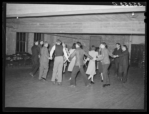 Dancing a Paul Jones at Jaycee buffet supper and party in Eufaula, Oklahoma. See general caption number 25