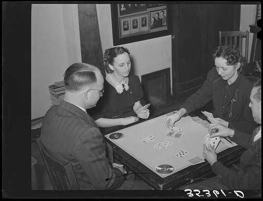Bridge game at Jaycee buffet supper in Eufaula, Oklahoma. See general caption number 25