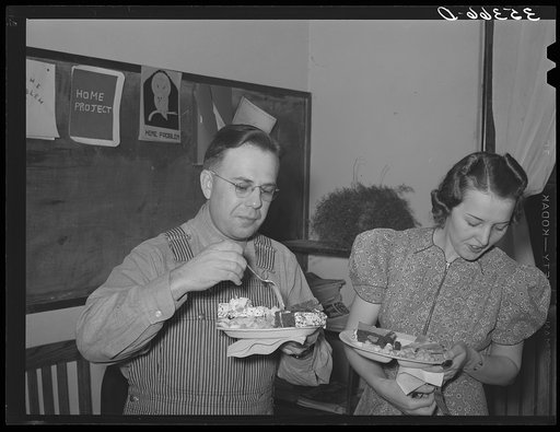 President of Jaycees and his wife at buffet supper in Eufaula, Oklahoma. See general caption number 25