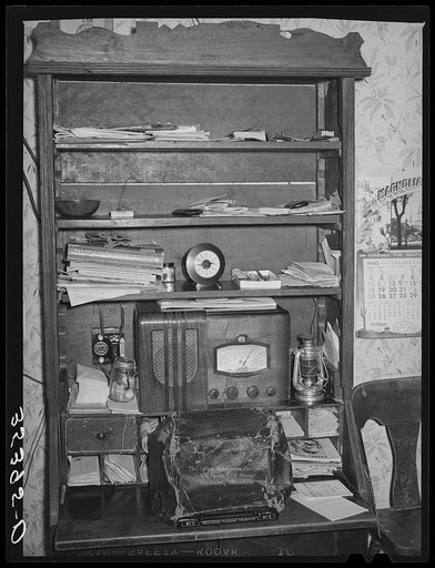 Cabinet and desk of farmer. McIntosh County, Oklahoma