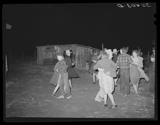 Swing game at play party in McIntosh County, Oklahoma. See general caption number 26
