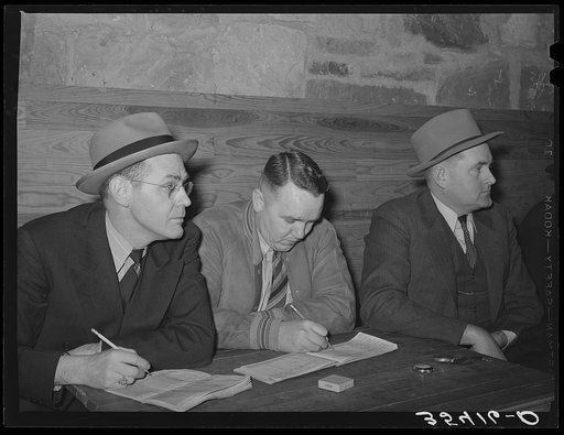 Timekeepers and scorekeepers at basketball game at Eufaula, Oklahoma