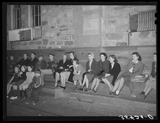 Spectators at basketball game at Eufaula, Oklahoma