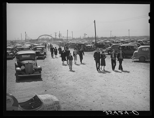 People arriving at San Angelo Fat Stock Show. San Angelo, Texas