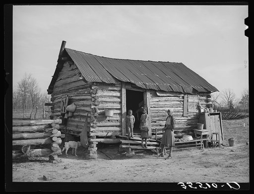 Log cabin occupied by Negro farmer and his family in McIntosh County, Oklahoma