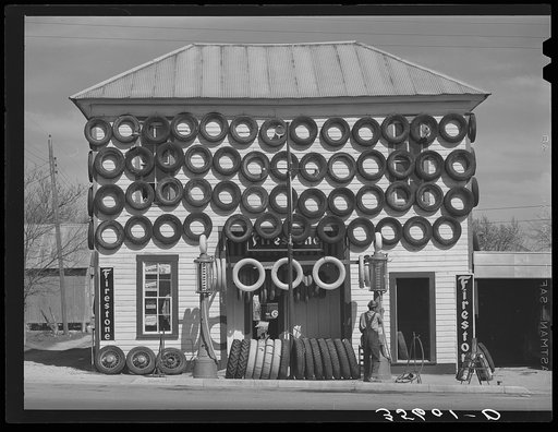 Secondhand tires displayed for sale. San Marcos, Texas