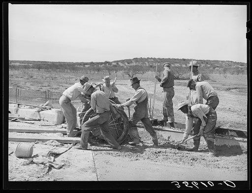 Road workers in Menard County, Texas