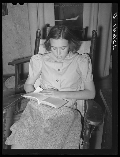 Daughter of rehabilitation borrower in Kimble County, Texas. With funds that her father borrowed from FSA (Farm Security Administration), he restocked his rented ranch with highbred goats and sheep and is both paying off his loan and showing a substantial profit