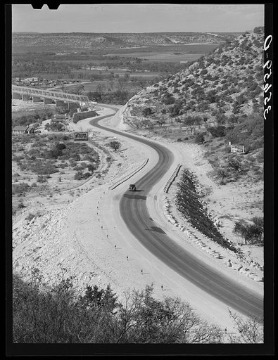 Untitled photo, possibly related to: Highway leading into Junction, Texas, which is in the center of the goat and sheep raising country of west Texas