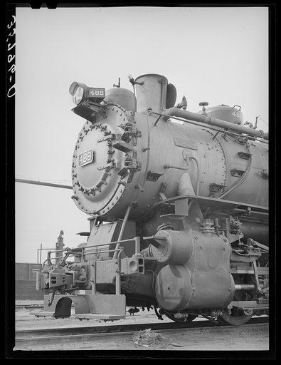 Detail of switching engine in yards at Big Spring, Texas
