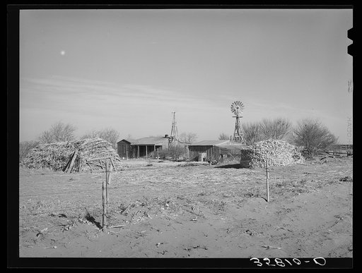 Untitled photo, possibly related to: Farmstead in the high plains. Dawson County, Texas