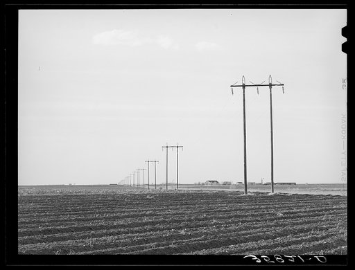 Untitled photo, possibly related to: Power lines along highway in Dawson County, Texas