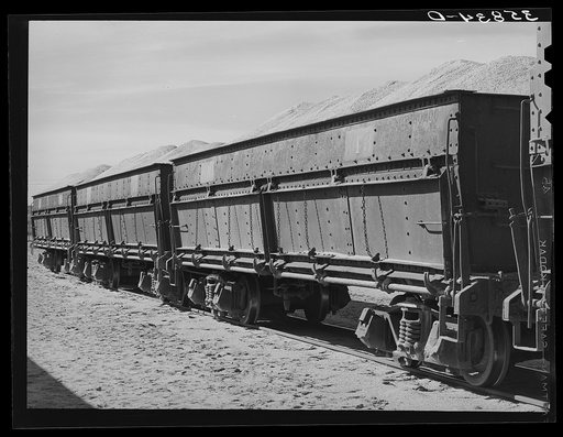 Carloads of potash at potash mine in Eddy County, New Mexico