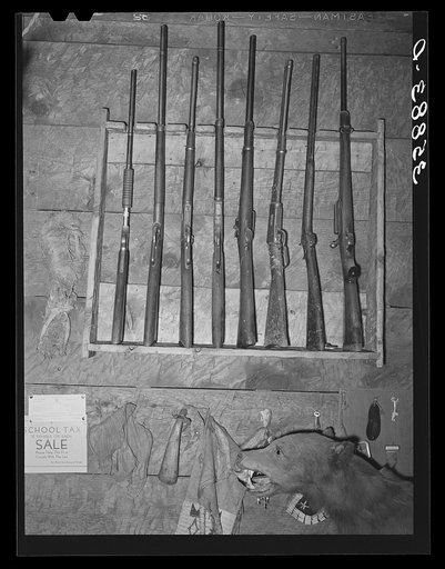 Rack of guns in Navajo Lodge, Datil, New Mexico