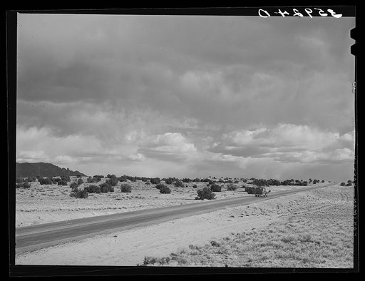 Highway crossing the desert in Sandoval County, New Mexico