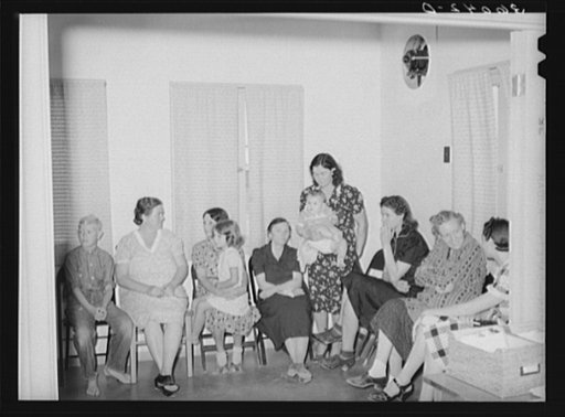 Waiting to see the doctor at the clinic at the Agua Fria migratory labor Camp. Arizona