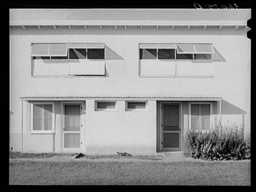 Detail of apartment building at the Arizona part-time farms. Maricopa County, Arizona. Chandler Unit
