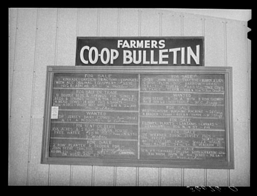 Bulletin board for the United Producers and Consumers Cooperative. Phoenix, Arizona
