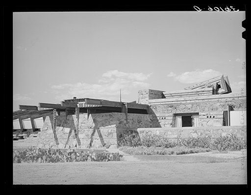 Detail of winter quarters of Frank Lloyd Wright. Foot of McDowell Mountain, Maricopa County, Arizona