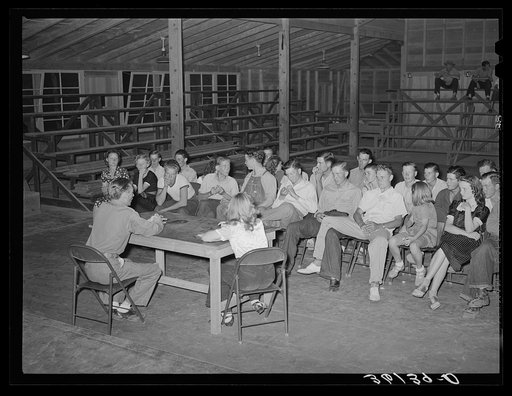 Meeting of the young people's club at the Agua Fria migratory labor camp. Arizona