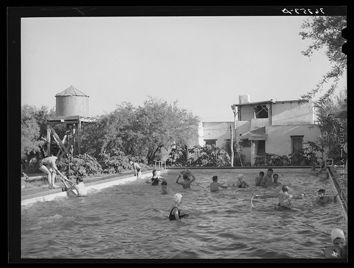 Swimming pool at dude desert ranch. Coolidge, Arizona