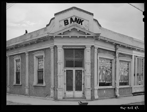 Deserted bank in Tombstone. Bisbee, Arizona, is the trading and banking center for this section
