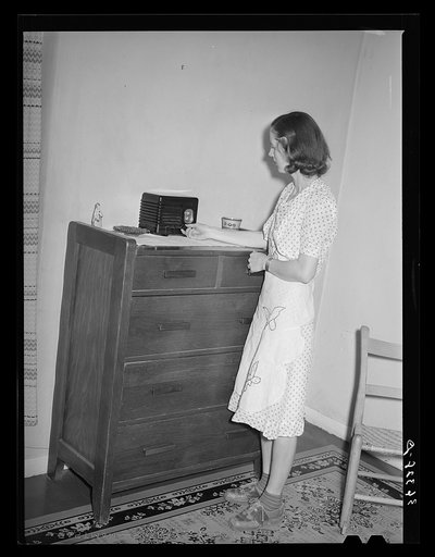 Corner of living room of house of the Casa Grande Farms. Pinal County, Arizona