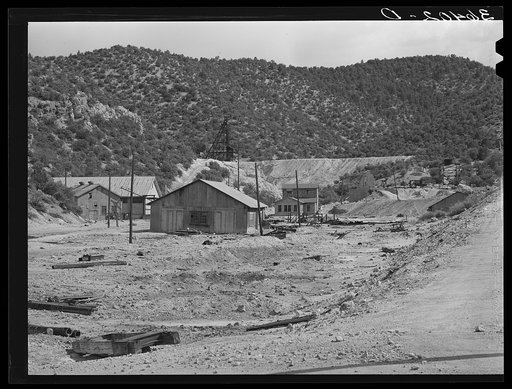 Untitled photo, possibly related to: Old buildings and working of Burro Mountain. Copper County, Tyrone, New Mexico