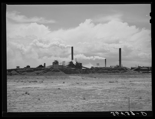 Untitled photo, possibly related to: Copper smelter at Douglas, Arizona. This smelter was originally at Bisbee, but has moved to the outskirts of Douglas