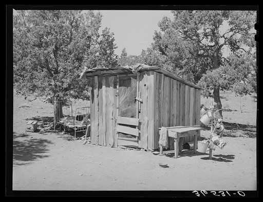 Shed on the homestead farm of Faro Caudill. Pie Town, New Mexico