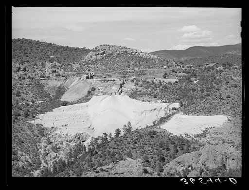 Tailings and mill at gold mine. Mogollon, New Mexico