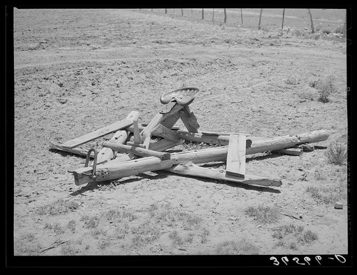 Homemade floater for leveling of land after clearing. Pie Town, New Mexico
