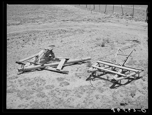 Homemade floater and harrow on farm at Pie Town, New Mexico