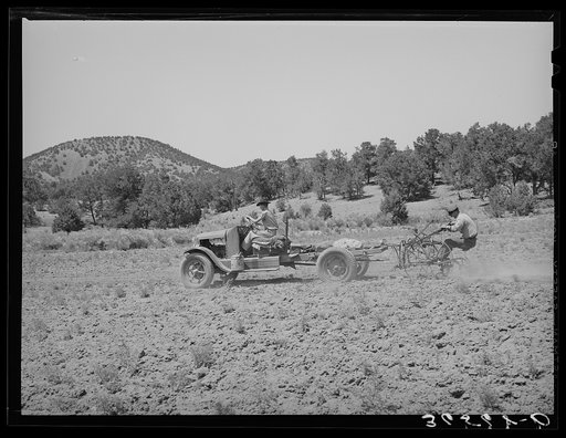 Tractor adapted from truck on farm at Pie Town, New Mexico