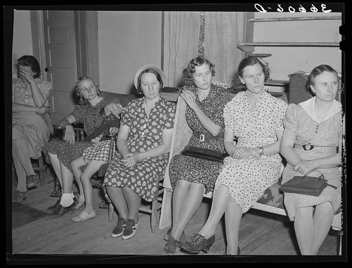 Farm women at the women's extension club meeting. This women's meeting is held while the men meet at the Farm Bureau. Pie Town, New Mexico