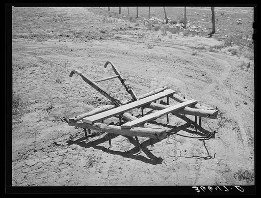 Homemade harrow on farm. Pie Town, New Mexico
