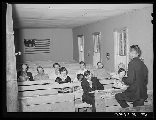 Sunday school in the Farm Bureau building. Pie Town, New Mexico