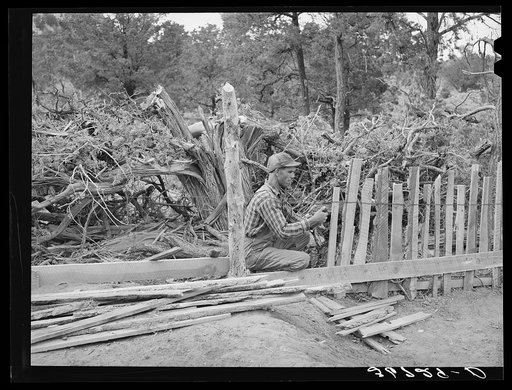 Jack Whinery fencing. Pie Town, New Mexico
