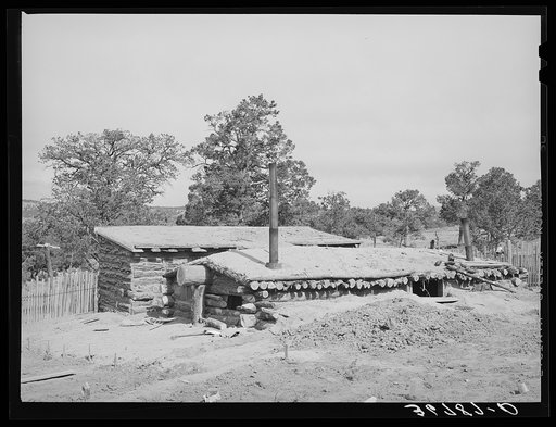 Back of dugout of Jack Whinery. To the front can be added above-ground rooms. Pie Town, New Mexico