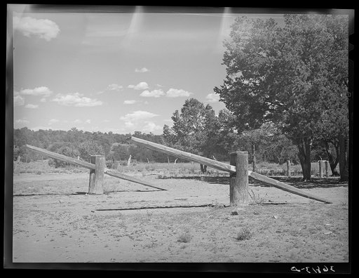 Homemade seesaw at country school in the Pie Town, New Mexico, section