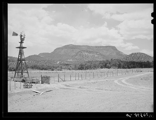 A community settled by about 200 migrant Texas and Oklahoma farmers who filed homestead claims. Scene on a homesteader's farm
