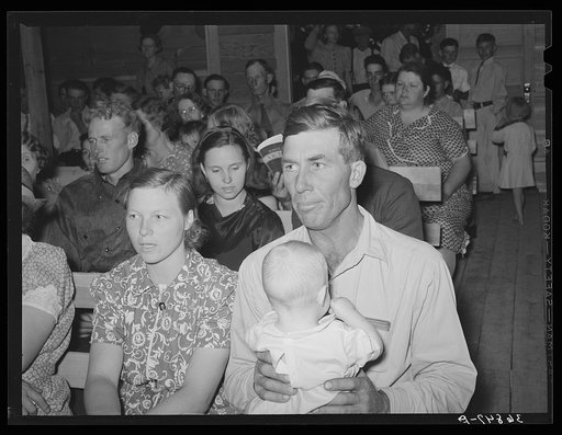 Farm couple at singing. Pie Town, New Mexico