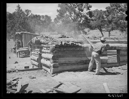 A neighbor who is helping Faro Caudill tear down his dugout. Pie Town, New Mexico