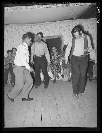 4:30 a.m. and three jiggers do their stuff. Square dance, Pie Town, New Mexico