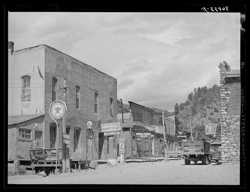 Main street of Mogollon, New Mexico. Second largest gold section in the state