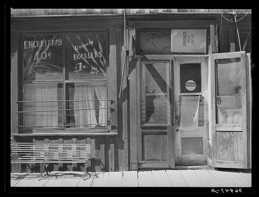 Detail of front of store building. Mogollon, New Mexico