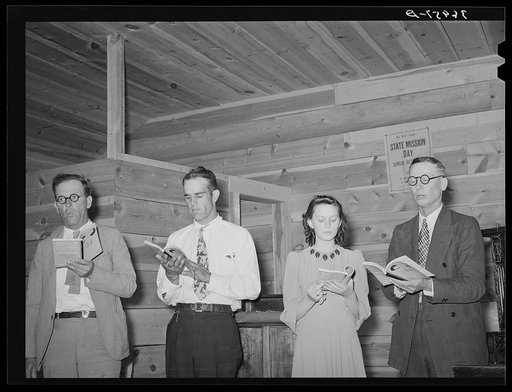 Mixed quartette at community sing. Pie Town, New Mexico