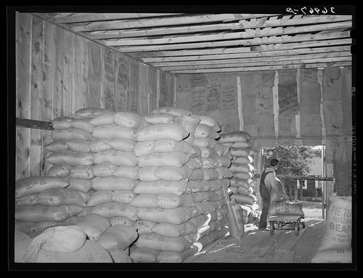 Interior of bean warehouse. Pie Town, New Mexico