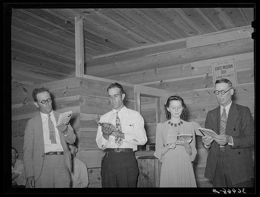 Untitled photo, possibly related to: Mixed quartette at community sing. Pie Town, New Mexico