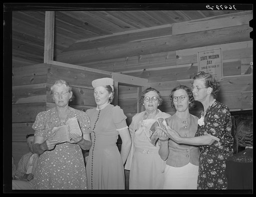 Ladies' quintette at community sing. Pie Town, New Mexico